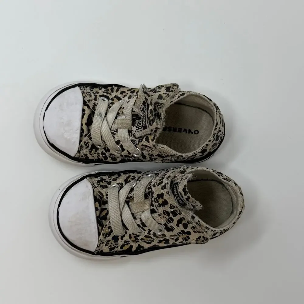 Converse All Star Leopard Print Toddler Sneakers Hook Loop Toddler Size 6